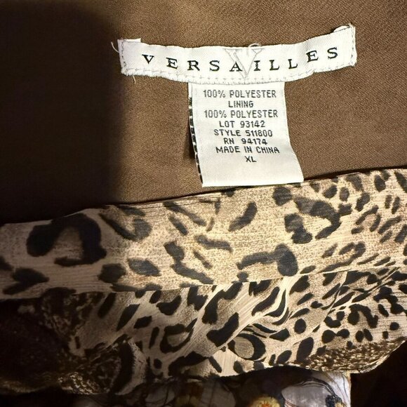 Versailles Animal Print Asymmetrical Midi Skirt Sash Tie SZ XL Flowy Glam Rock - Picture 4 of 6